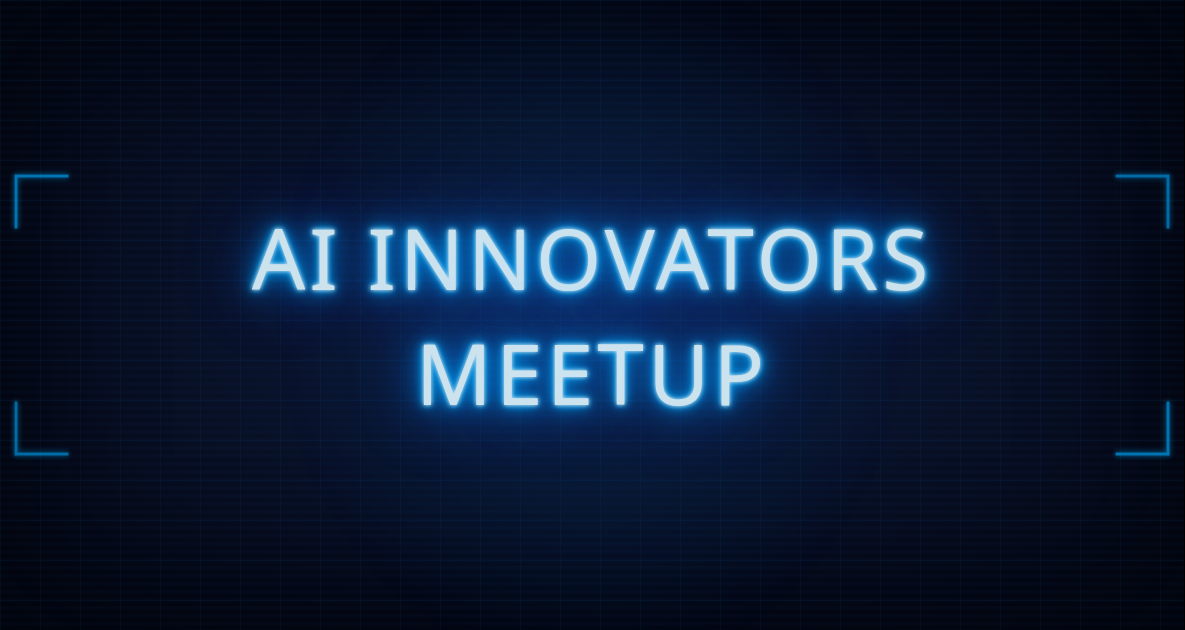 Example of a tech meetup header in a dark neon style